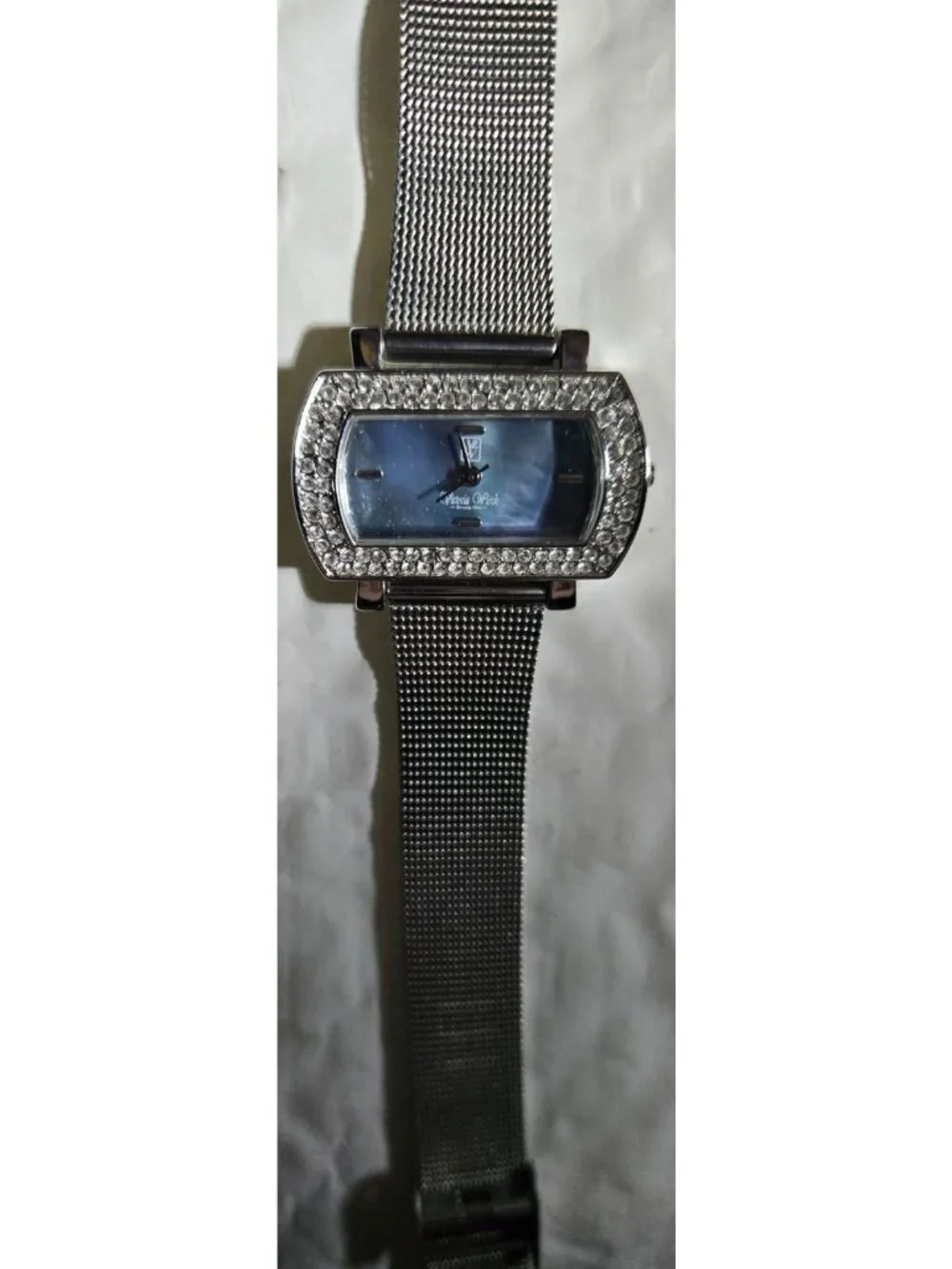 Victoria Wieck B1896 Blue MOP Dial Crystal Bezel Women's Watch 33 x 20mm